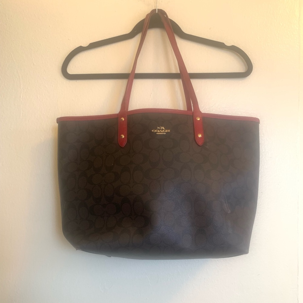 COACH City Tote In Signature;Red Interior-AS IS! PLEASE READ!!! - Picture 2 of 9